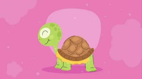 Cute little turtle animation on a vibrant pink background with subtle float.. Stock Footage 333608522