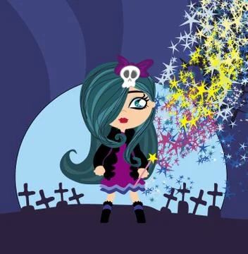 Cute little witch Stock Illustration
