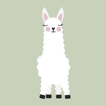 Cute llama character isolated vector illustration. Funny animal. Stock Illustration