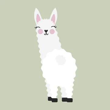 Cute llama character isolated vector illustration. Funny animal poster. Stock Illustration