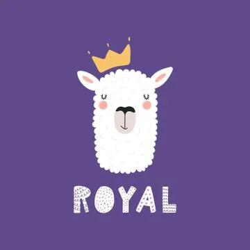 Cute llama prince Stock Illustration