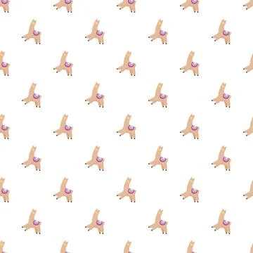 Cute llama seamless pattern on white background Illustrazione stock