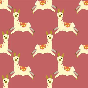 Cute Llama Vector Pattern Stock Illustration