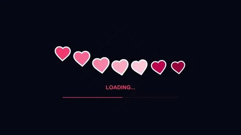 Cute loading. Heart loading bar animation on dark background Stock Footage 342589012