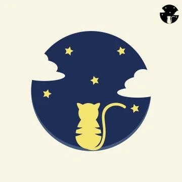 Cute Logo of Curious Cat Stock Illustration