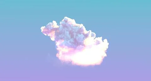 Cute lone sunset cumulus cloud . nature 3D rendering Illustrazione stock