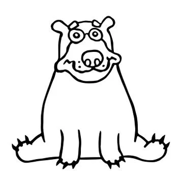 Cute lonely bear sitting and looking. Vector illustration. Stock Illustration