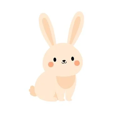 Cute lovable Easter bunny. Cartoon rabbit character for kids cards, baby sh.. Stock Illustration