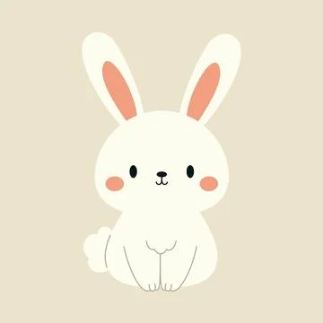 Cute lovable Easter bunny. Cartoon rabbit character for kids cards, baby sh.. Stock Illustration