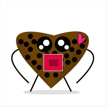 Cute love character from chocolate using a ribbon on the head 스톡 일러스트