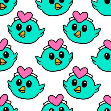 Cute love chick seamless pattern textile print. repeat pattern background des Illustrazione stock
