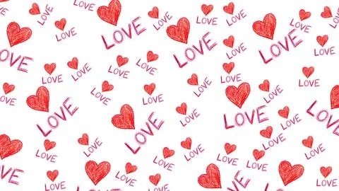 Cute love doodle seamless pattern with repeating heart elements and clean l.. Stock Illustration