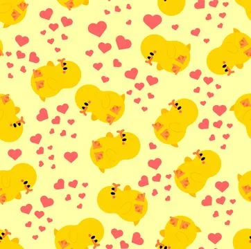 Cute love ducklings pattern seamless. darling couple of little birds backgr.. Illustrazione stock