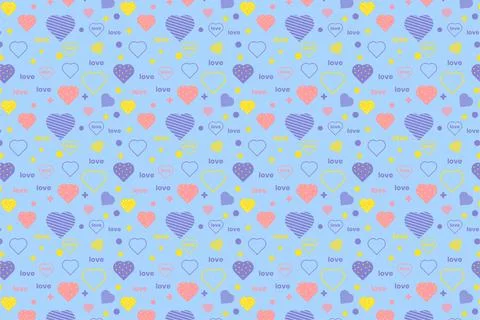Cute love pattern vector with heart shapes and envelope icons. Minimal love p Stock Illustration