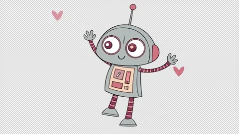 Cute love robot. Animation of a robot in love. Cartoon Stock Footage 320214361