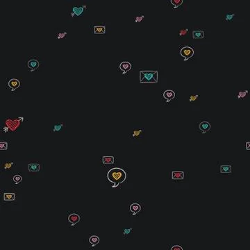 Cute love seamless pattern of heart doodles 스톡 일러스트