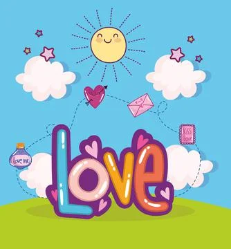 Cute love text Stock Illustration