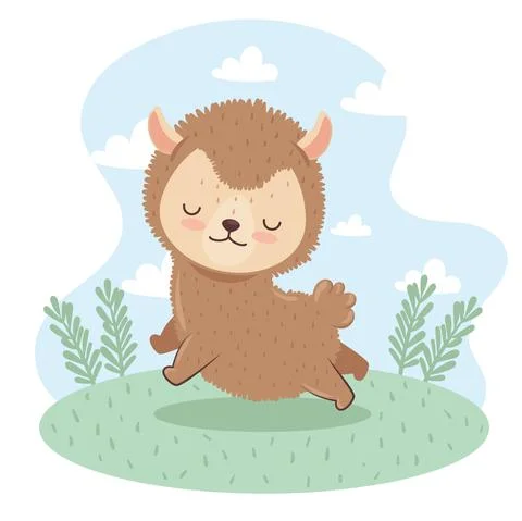 Cute lovely , lamb in the camp Stock Illustration