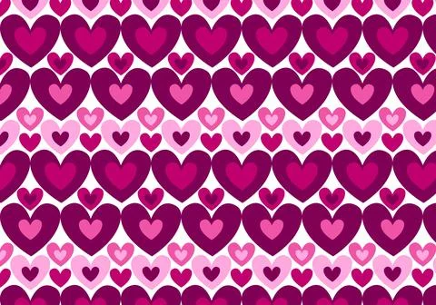 Cute lovely seamless pattern with pink hearts of various shapes. Stock Illustration