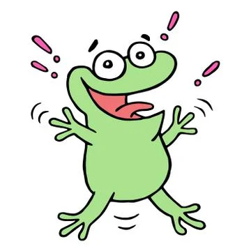 Cute lucky smiling green toad. Vector illustration. Stock Illustration