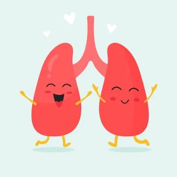 Cute lungs organs characters Stock Illustration