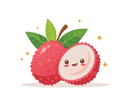 A cute Lychee fruit illustration Illustrazione stock