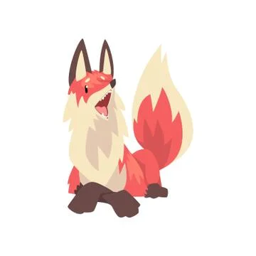 Cute Lying Red Fox Character, Front View Cartoon Vector Illustration Stock Illustration