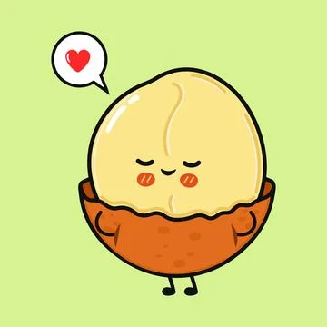 Cute macadamia nut character bursting with love Иллюстрация