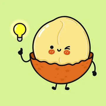 Cute macadamia nut character having a creative idea Illustration