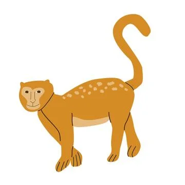 Cute macaque monkey in cartoon flat style. Vector illustration isolated. Stock Illustration