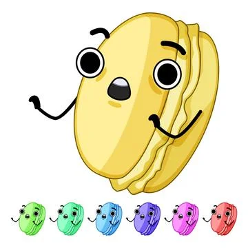 Cute macaron character cartoon vector graphic Stock Illustration