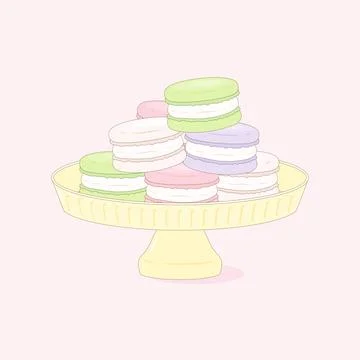 Cute macaron dish Stock Illustration