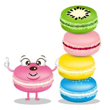 Cute macarons cartoon Stock Illustration
