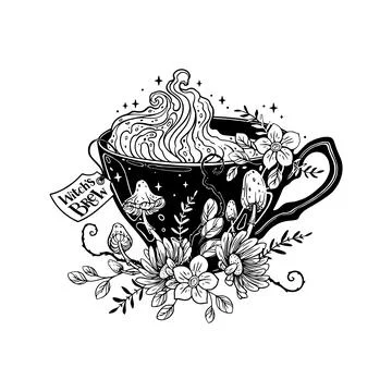 Cute magic cup with witch's brew Ilustración de archivo
