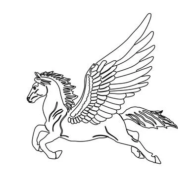 Cute magic Pegasus vector silhouette illustration isolated on white イラスト素材