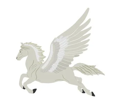 Cute magic Pegasus vector silhouette illustration isolated on white Illustrazione stock