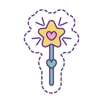 Cute magic star with stick patch line and fill style icon vector design Stock Illustration