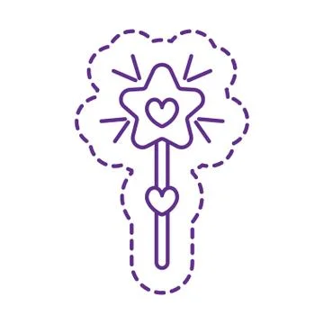 Cute magic star with stick patch line style icon vector design Stock Illustration