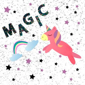 Cute magical unicorn. Stock Illustration