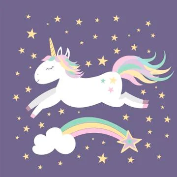 Cute Magical Unicorn. Illustrazione stock