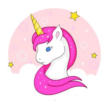 Cute magical unicorn. Vector design isolated on white background. Print for.. Illustrazione stock