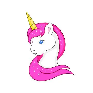 Cute magical unicorn. Vector design isolated on white background. Print for.. Stock Illustration