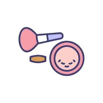 Cute makeup compact with blush brush and powder Stock Illustration