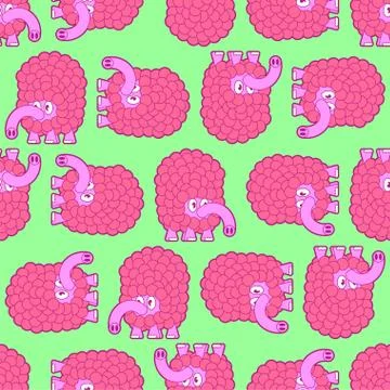 Cute mammoth baby pattern seamless. Cartoon shaggy elephant child background  Stock Illustration