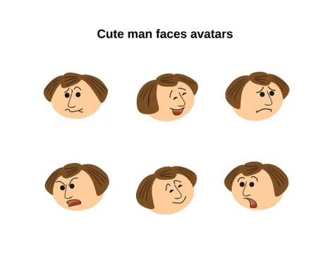 Cute man faces Stock Illustration