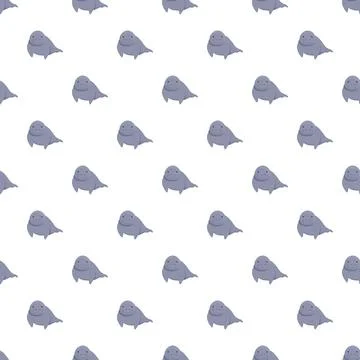 Cute manatee cartoon character repeating seamless pattern Stock Illustration