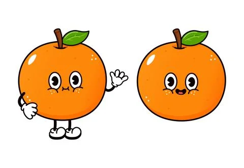 Cute mandarin orange characters with different facial expressions Иллюстрация