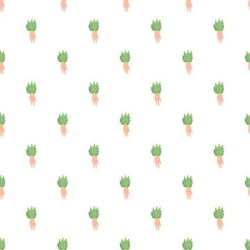 Cute mandrake roots seamless pattern on white Stock Illustration