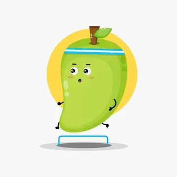 Cute mango character running competition Stock Illustration