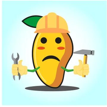 Cute mango engineer cartoon face character funny image design Stock Illustration